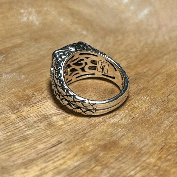 Scott Kay 925 Sterling Silver Pave Diamond Basket Weave Square Ring - Picture 9 of 16